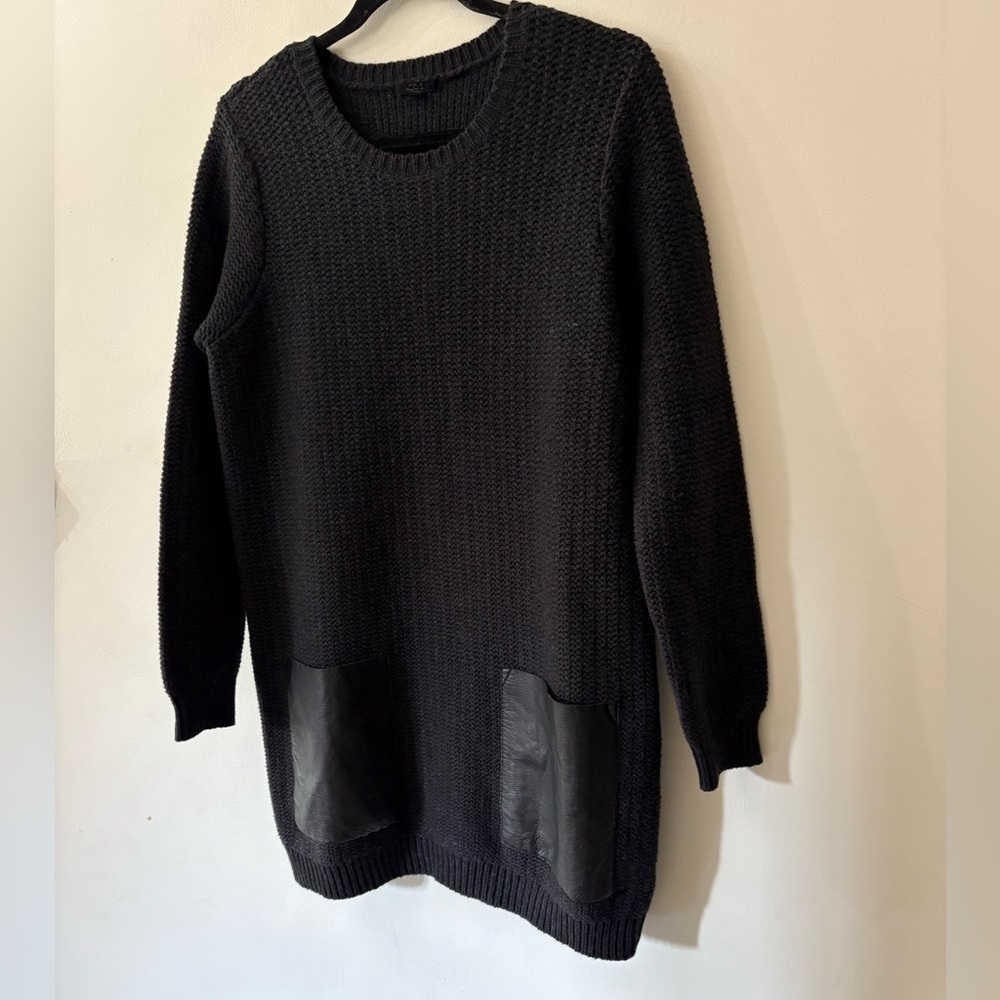 COS Black Sweater dress - women’s medium - with faux Leather Accent pockets